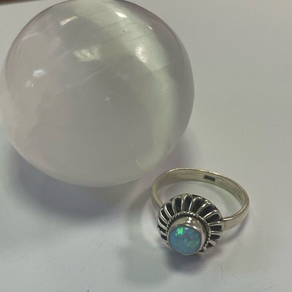 Fire Opal Sterling Silver 925 Ring Size 6.75 - Picture 2 of 5